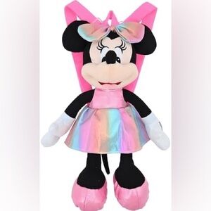 Disney Minnie Mouse Plush Backpack 16” Pink & Black Kids Toy Backpack